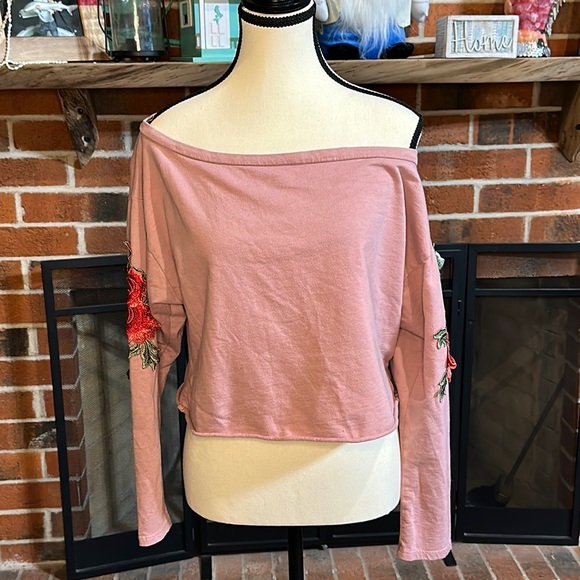 BLUE BLUSH floral long sleeve crop top size small - Picture 3 of 7
